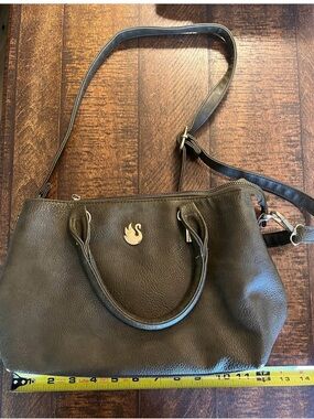 Olive Leather Crossbody Satchel  bag purse GLORIA VANDERBILT